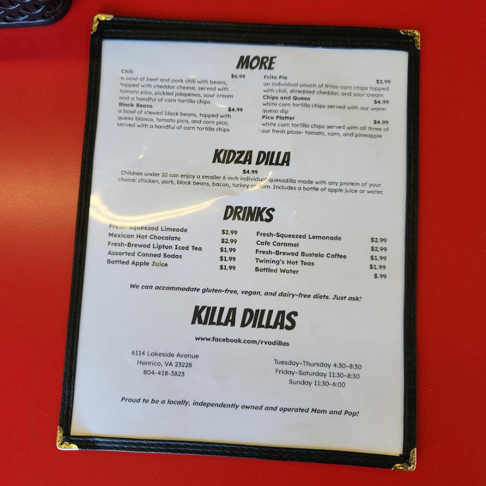 Killa Dillas Menu image 3