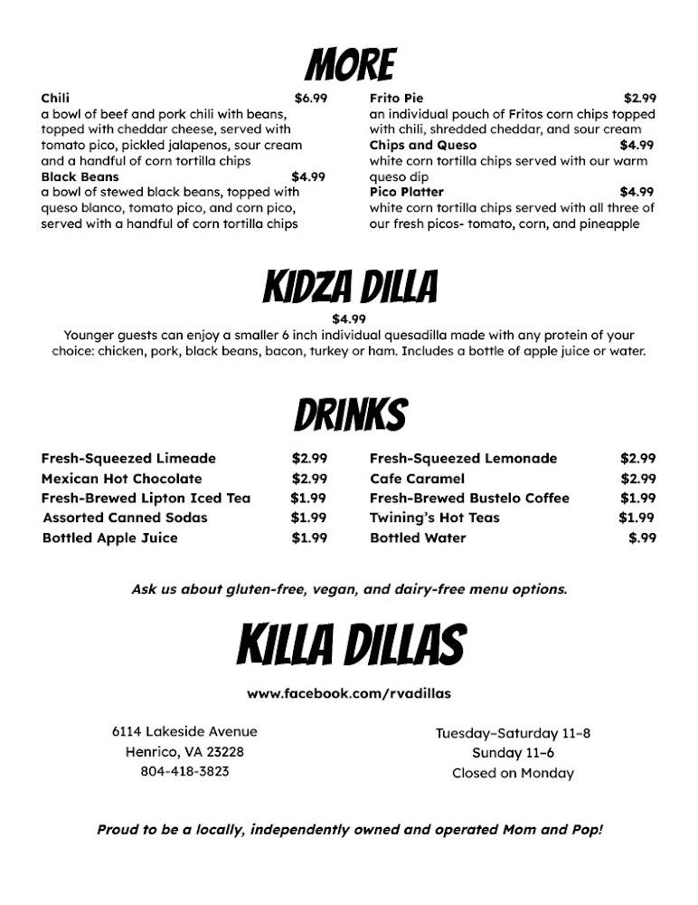 Killa Dillas Menu image 4
